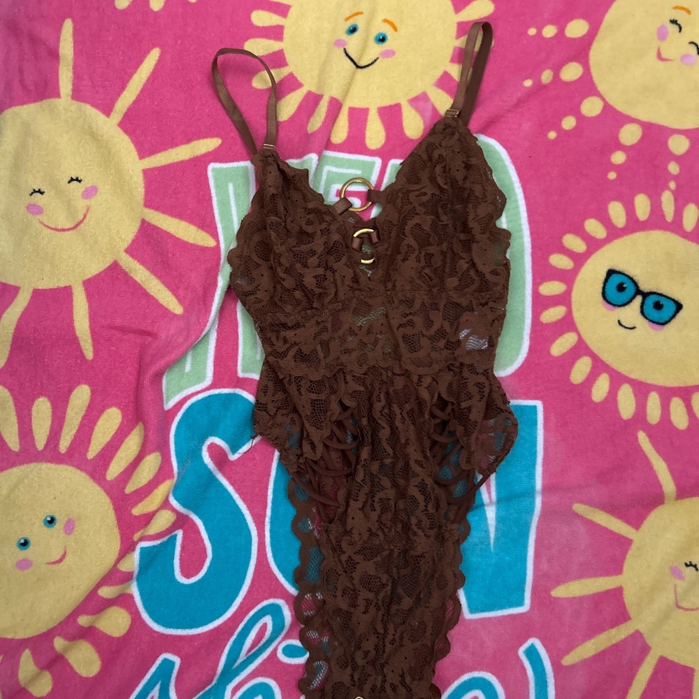 Lace brown body suit